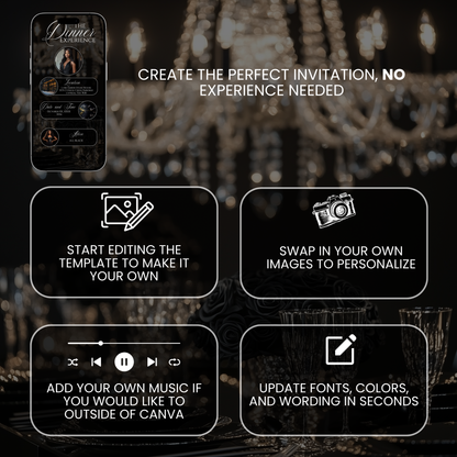 All Black Dinner Party Invitation